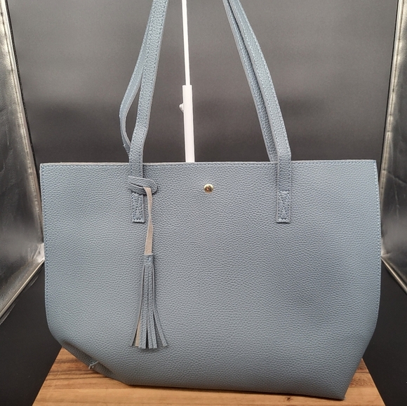 2-Pack Vegan Tote Bags, 1 Orange & 1 Gray, Large & Lightweight, 17×12×4, NWOT - Picture 2 of 6